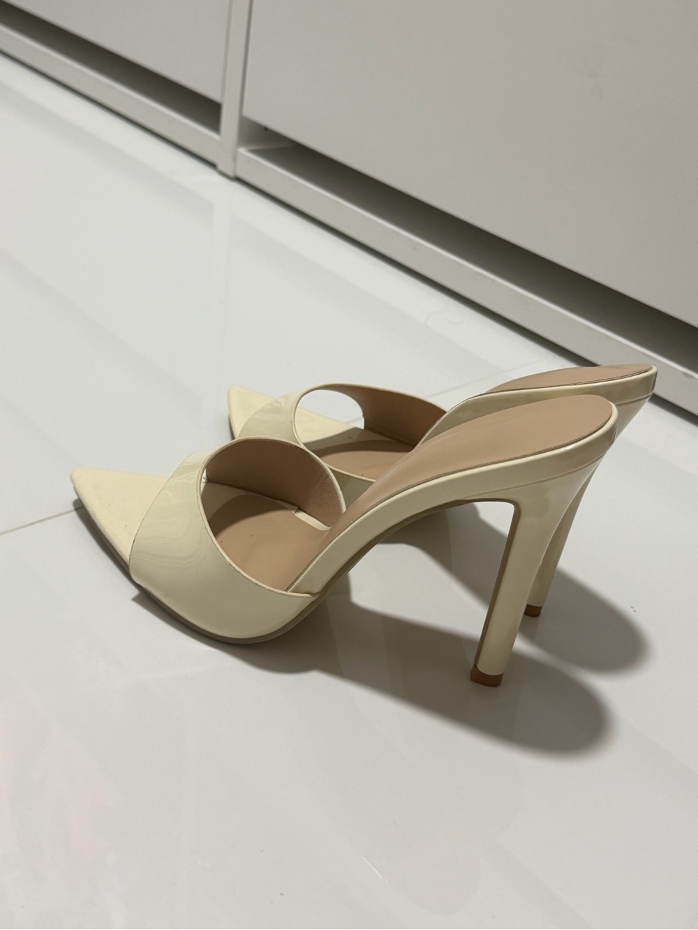 Elegant Cream High Heel Mule Sandals
